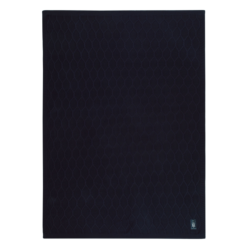 Pled dzianinowy Tommy Hilfiger Twist Navy TW06606 Pled dzianinowy Tommy Hilfiger Twist Navy TW06606