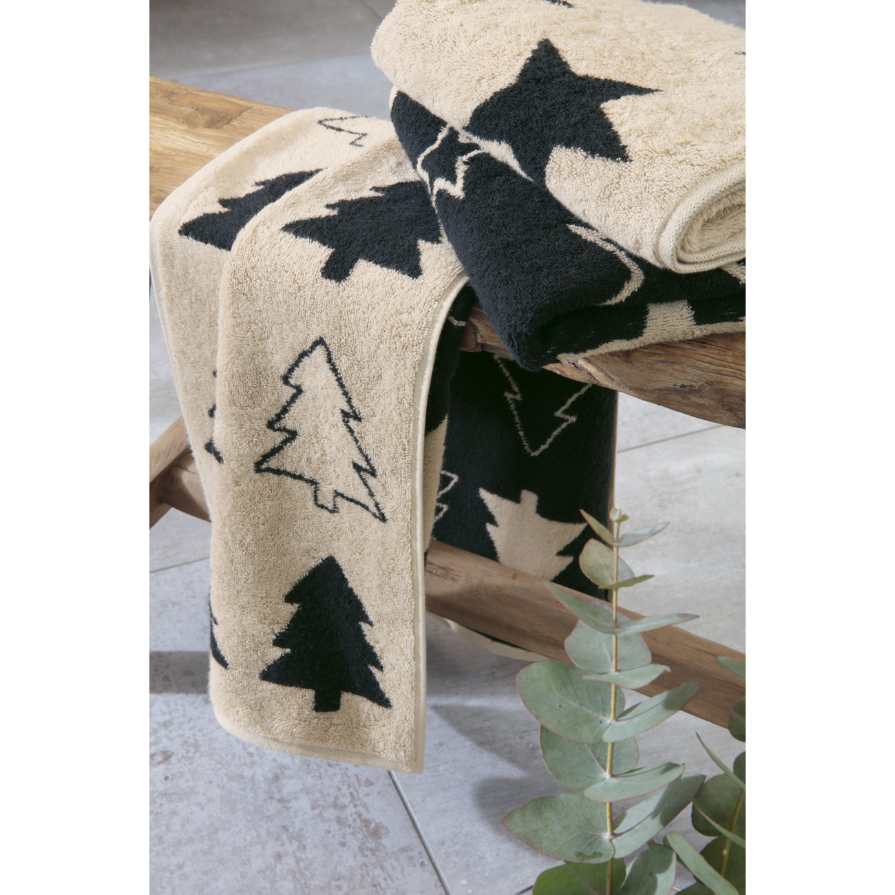 Ręcznik świąteczny Christmas Tree antracytowy 50x100 cm