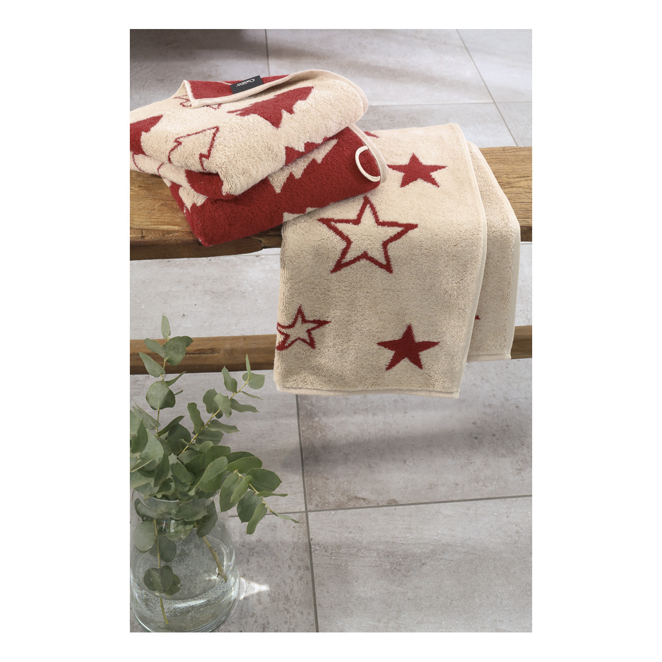 Ręcznik świąteczny Christmas Stars czerwony 50x100 cm