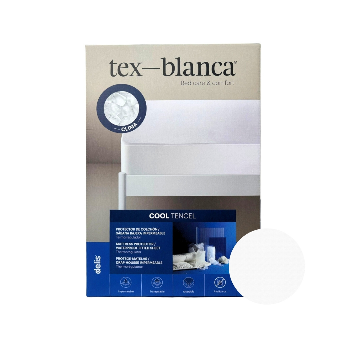 Prześcieradło ochronne termoregulujące białe Tex Blanca Cool Tencel