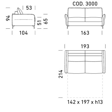 Sofa Dienne Classic z funkcją spania – włoska kanapa rozkładana | JMB Design