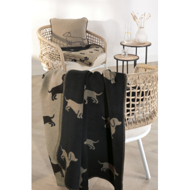 Pled CAWÖ We Love Dogs w jamniki czarno-beżowy | JMB Design