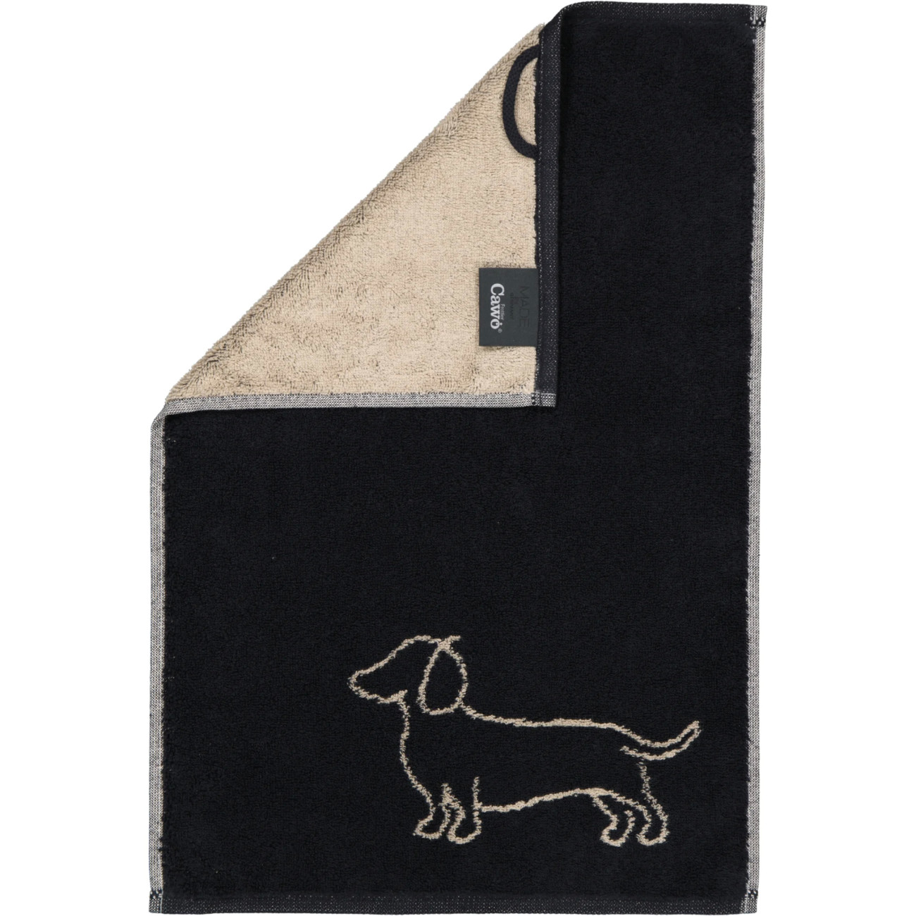 Ręcznik Cawö WE LOVE DOGS Przyjaciel Czarno-beżowy | JMB Design
