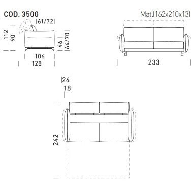 Sofa Dienne Alpi z funkcją spania – zagłówek, HR35, materac 210 cm | JMB Design Sofa Dienne Alpi z funkcją spania – zagłówek, HR35, materac 210 cm | JMB Design