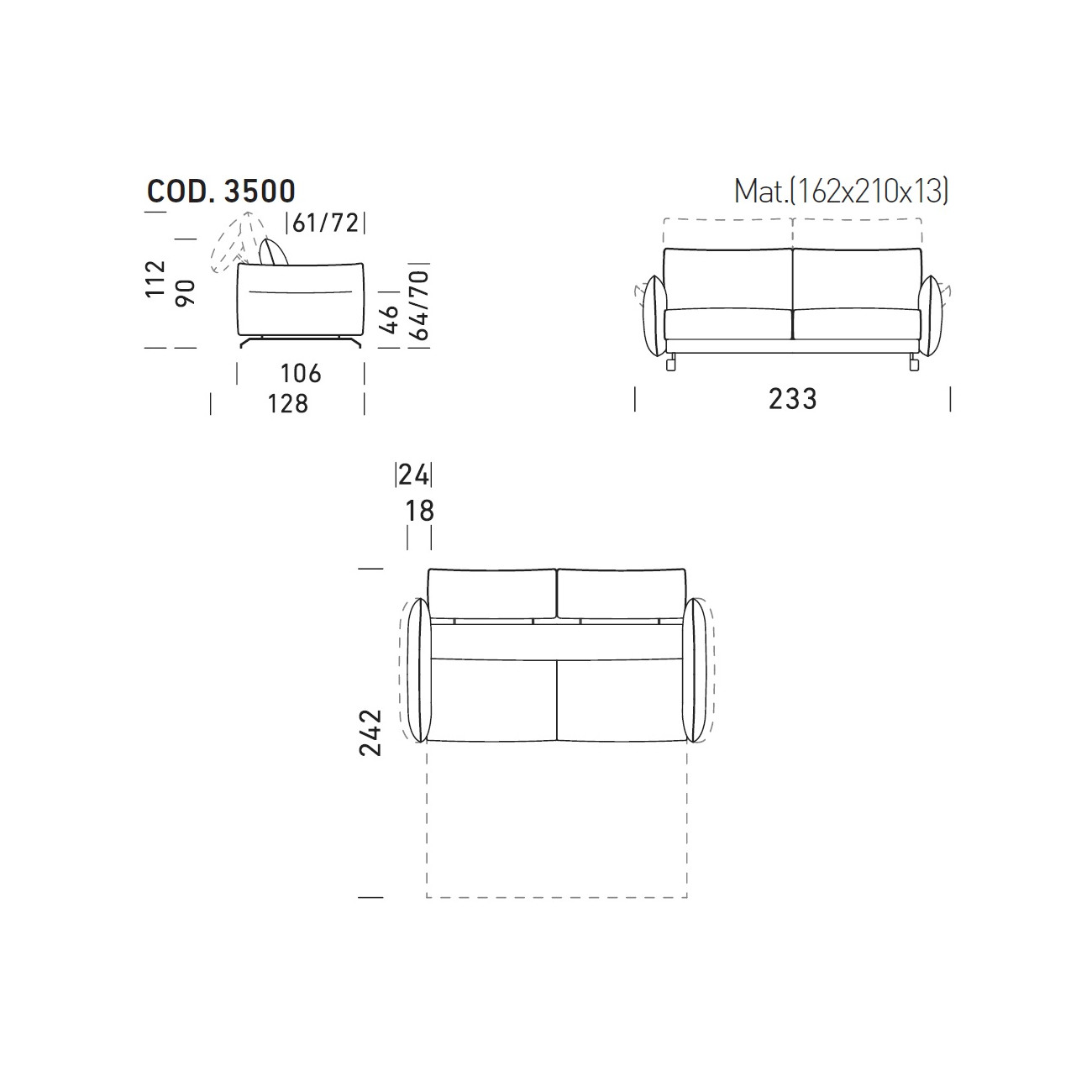 Sofa Dienne Alpi z funkcją spania – zagłówek, HR35, materac 210 cm | JMB Design Sofa Dienne Alpi z funkcją spania – zagłówek, HR35, materac 210 cm | JMB Design