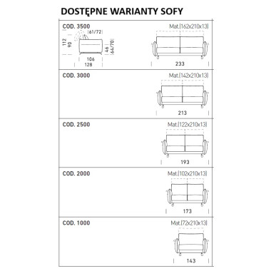 Sofa Dienne Alpi z funkcją spania – zagłówek, HR35, materac 210 cm | JMB Design Sofa Dienne Alpi z funkcją spania – zagłówek, HR35, materac 210 cm | JMB Design