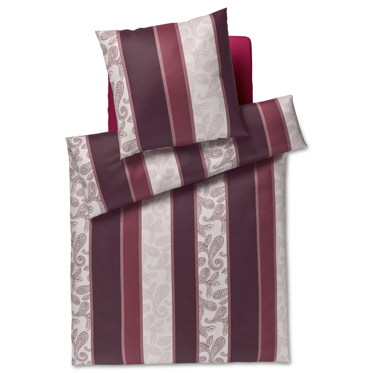 Pościel JOOP! Paisley Stripes Rouge – satyna bawełniana | JMB Design