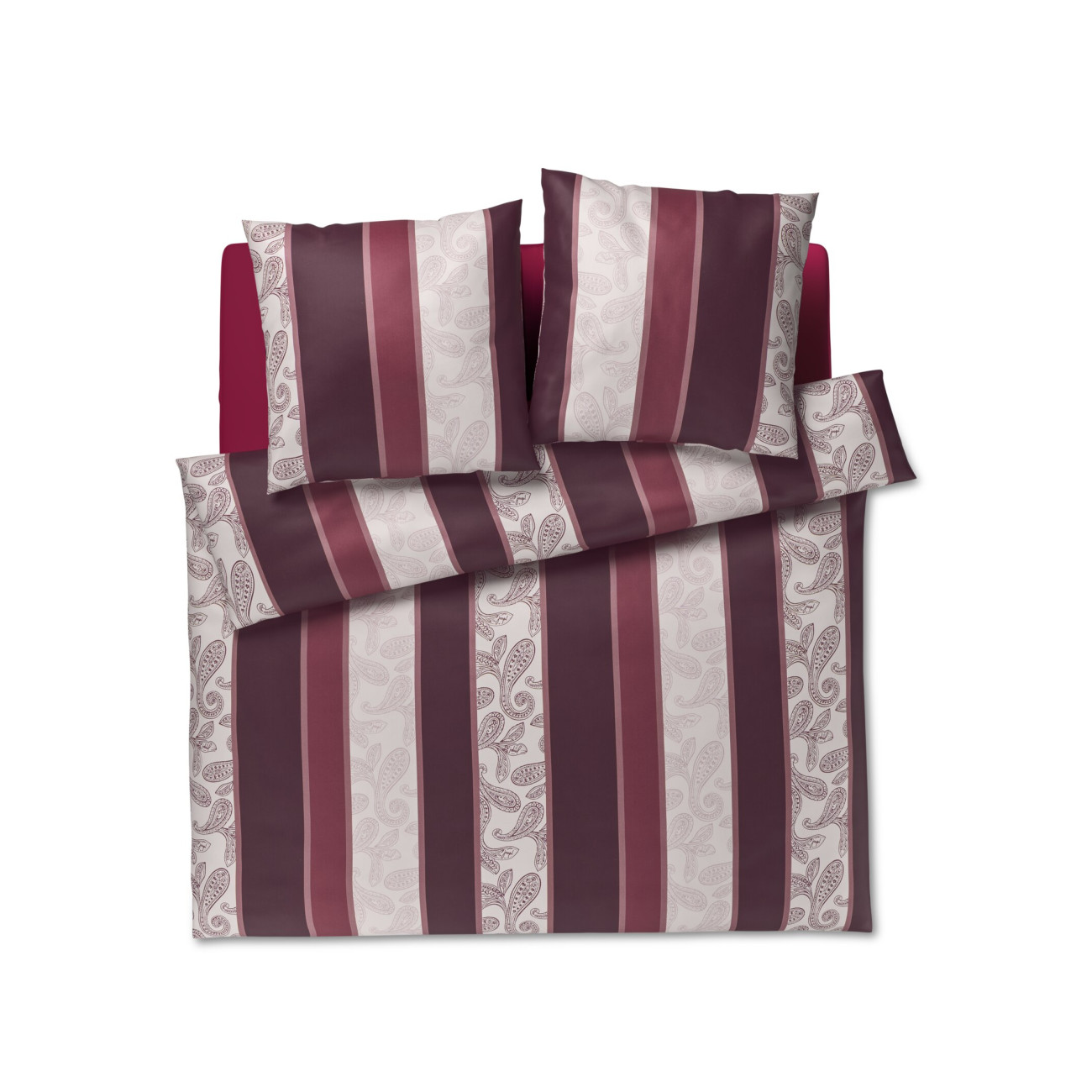 Pościel JOOP! Paisley Stripes Rouge – satyna bawełniana | JMB Design