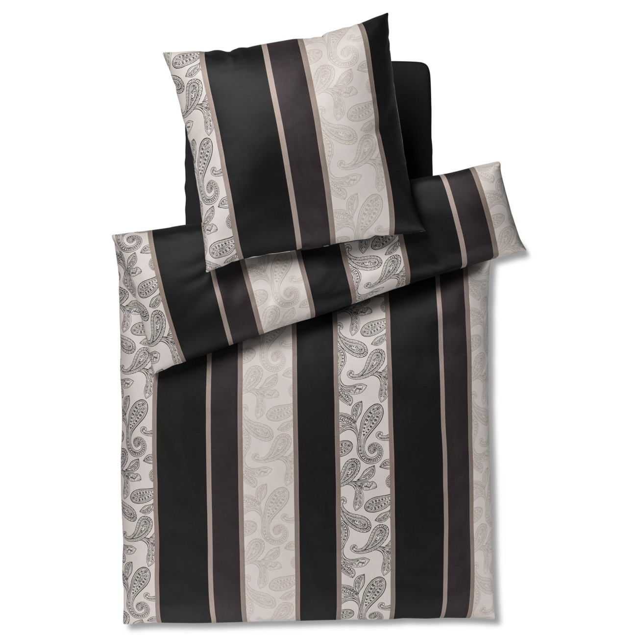 Pościel JOOP! Paisley Stripes Black – satyna bawełniana | JMB Design