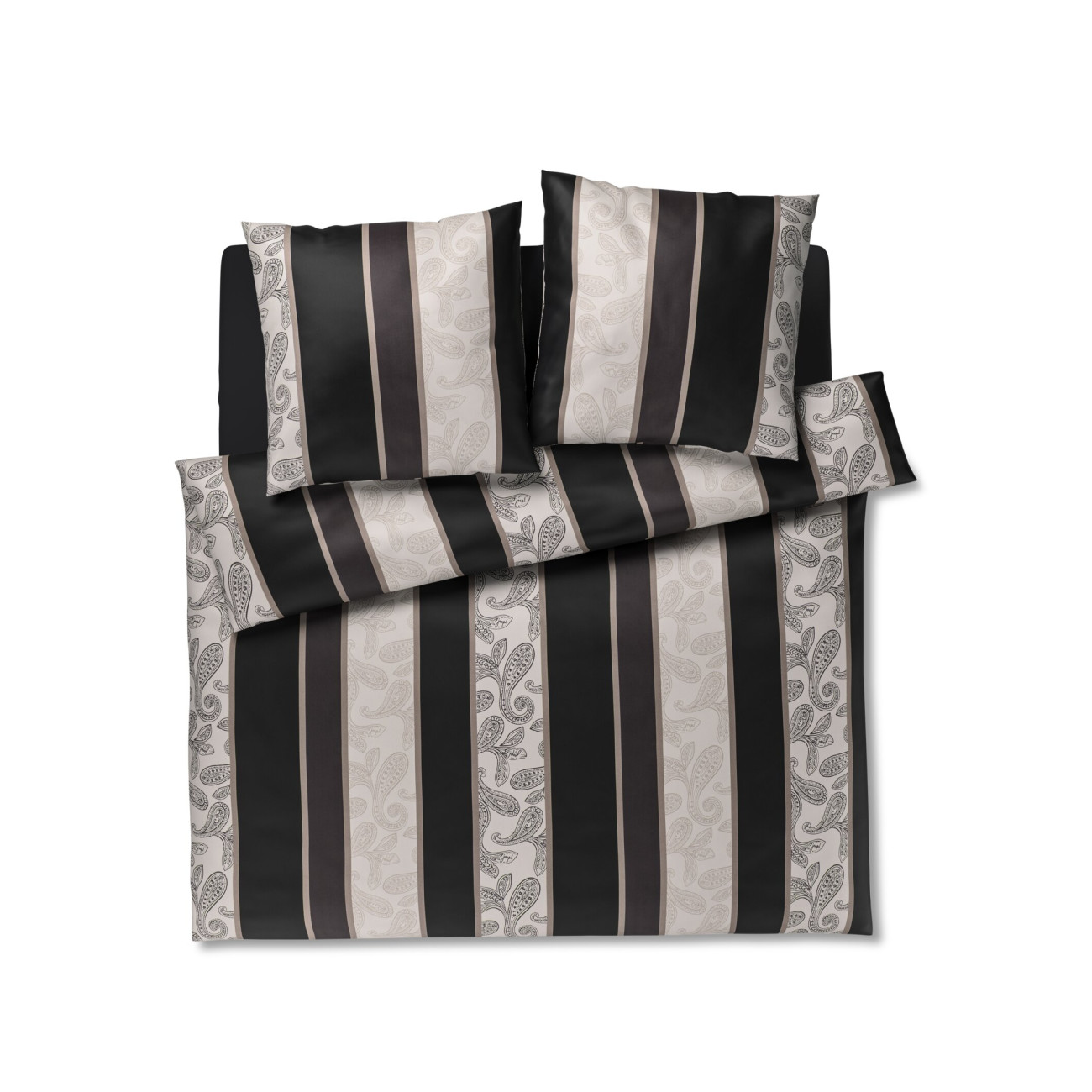 Pościel JOOP! Paisley Stripes Black – satyna bawełniana | JMB Design