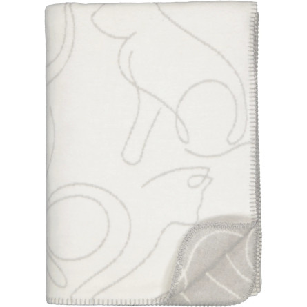 Cawö CUTE CATS – biało-szary pled z kocim wzorem | JMB Design