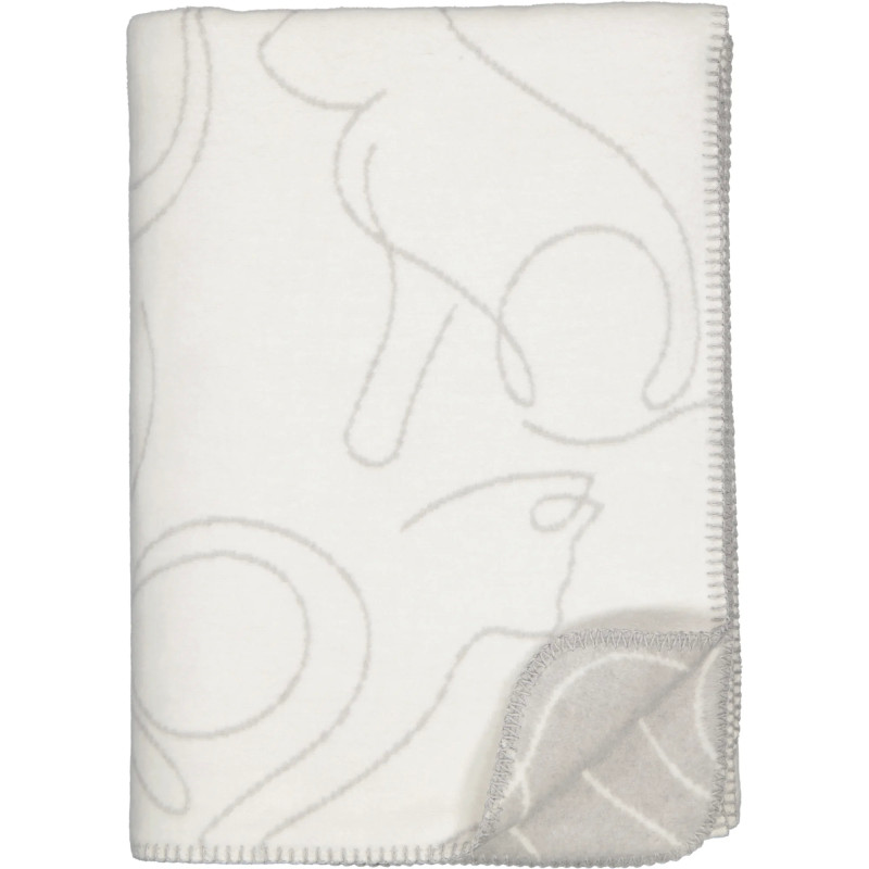 Cawö CUTE CATS – biało-szary pled z kocim wzorem | JMB Design