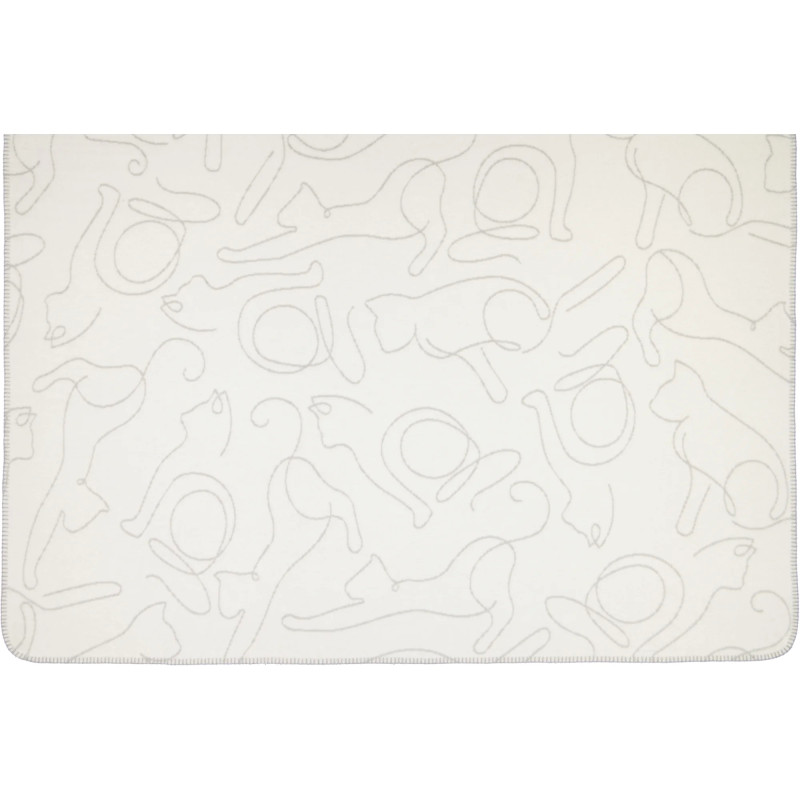 Cawö CUTE CATS – biało-szary pled z kocim wzorem | JMB Design