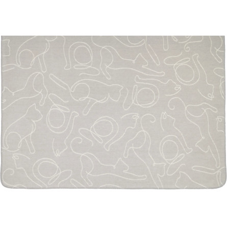 Cawö CUTE CATS – biało-szary pled z kocim wzorem | JMB Design