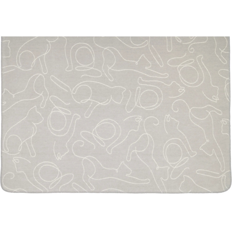 Cawö CUTE CATS – biało-szary pled z kocim wzorem | JMB Design