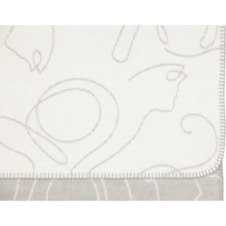 Cawö CUTE CATS – biało-szary pled z kocim wzorem | JMB Design