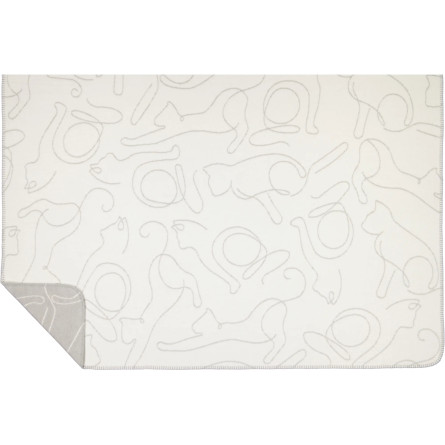 Cawö CUTE CATS – biało-szary pled z kocim wzorem | JMB Design