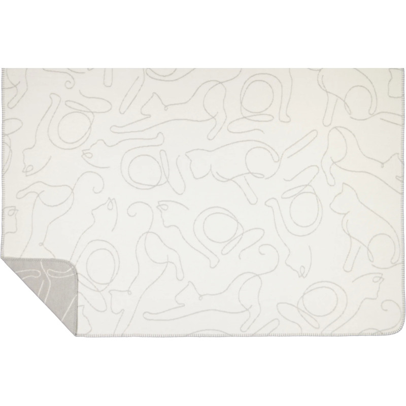 Cawö CUTE CATS – biało-szary pled z kocim wzorem | JMB Design