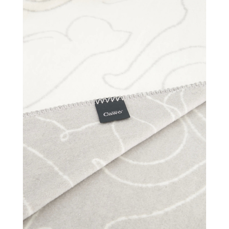 Cawö CUTE CATS – biało-szary pled z kocim wzorem | JMB Design