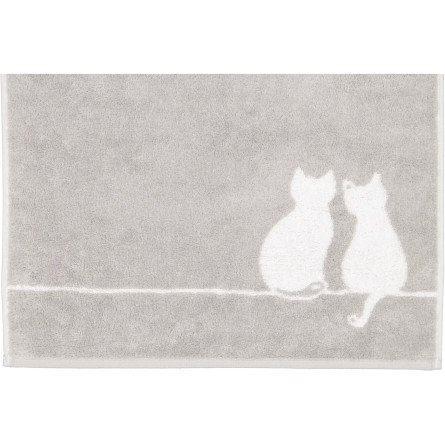 Cawö CUTE CATS – platynowo-białe ręczniki z kocim motywem | JMB Design