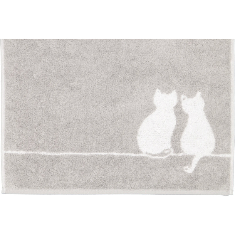 Cawö CUTE CATS – platynowo-białe ręczniki z kocim motywem | JMB Design