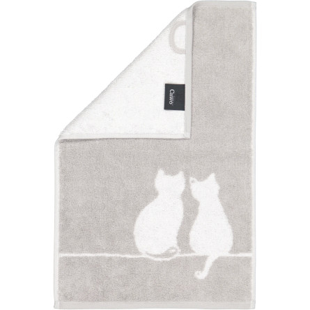 Cawö CUTE CATS – platynowo-białe ręczniki z kocim motywem | JMB Design