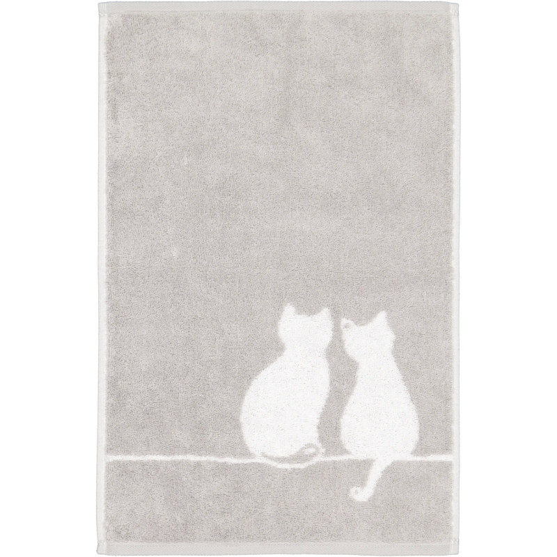 Cawö CUTE CATS – platynowo-białe ręczniki z kocim motywem | JMB Design