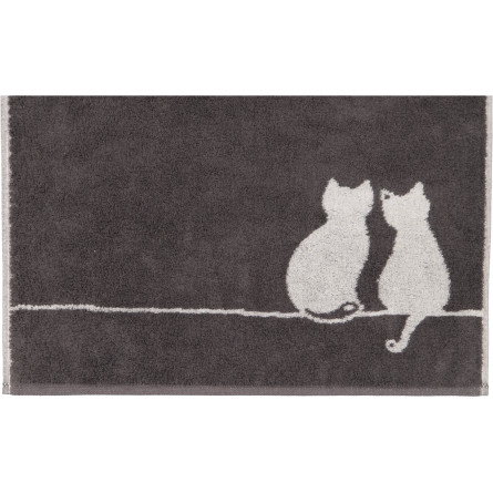 Cawö CUTE CATS - bazaltowo-platynowe ręczniki z kotkami | JMB Design