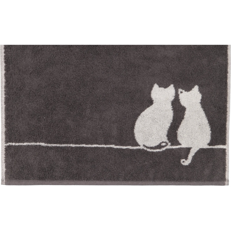Cawö CUTE CATS - bazaltowo-platynowe ręczniki z kotkami | JMB Design