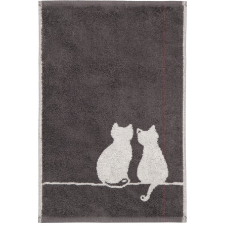 Cawö CUTE CATS - bazaltowo-platynowe ręczniki z kotkami | JMB Design