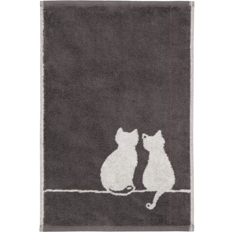 Cawö CUTE CATS - bazaltowo-platynowe ręczniki z kotkami | JMB Design
