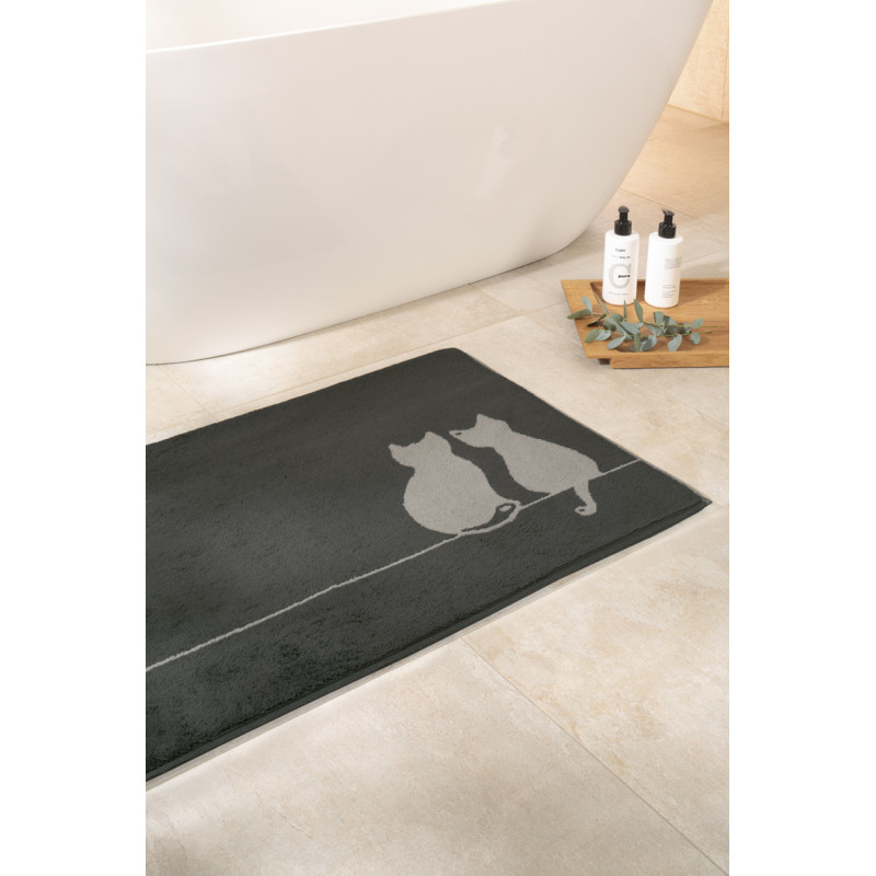 Cawö CUTE CATS - szaro-antracytowy dywanik z kotkami | JMB Design
