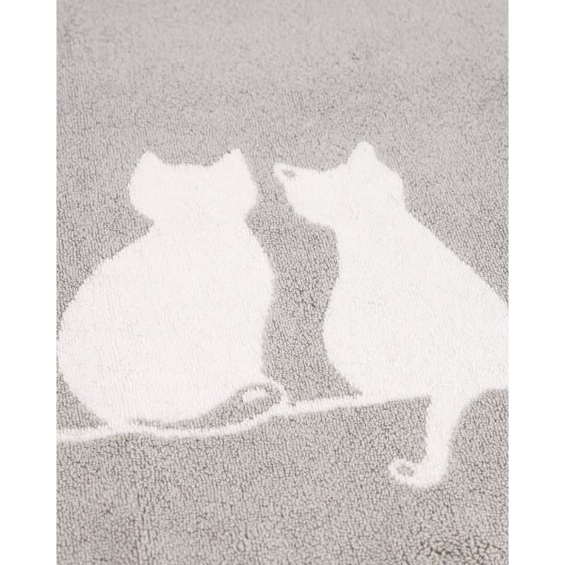 Cawö CUTE CATS – biało-szary dywanik z kocim motywem | JMB Design