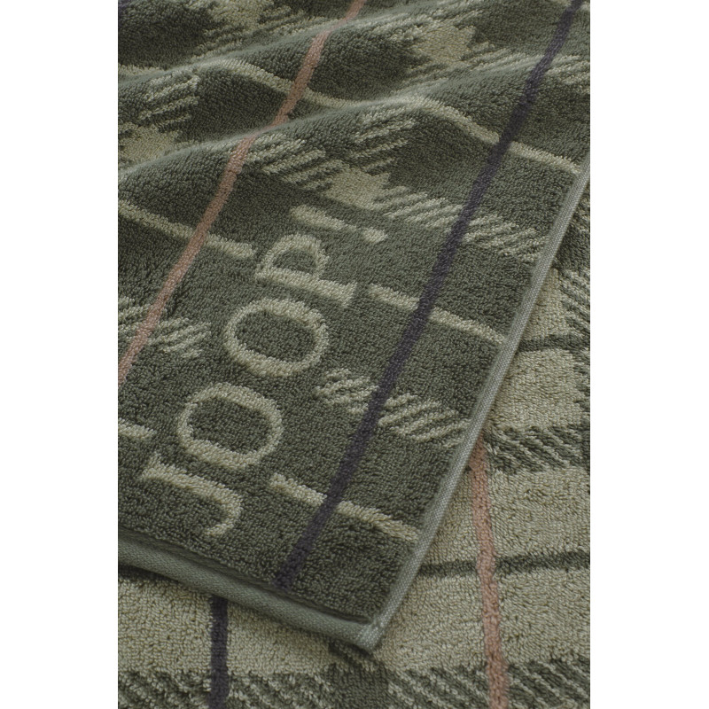 JOOP! Contour Checked oliv - oliwkowy ręcznik w kratę | JMB Design