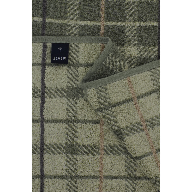 JOOP! Contour Checked oliv - oliwkowy ręcznik w kratę | JMB Design