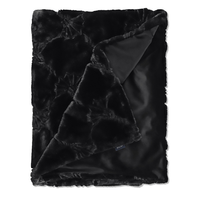 JOOP! Cozy Cornflower Black - czarny pled futerkowy | JMB Design